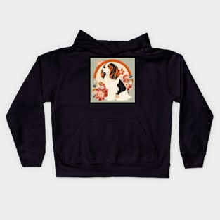 70s Japanese Spaniel Vibes: Pastel Pup Parade Kids Hoodie